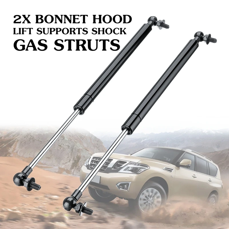 2Pcs Bonnet Hood Lift Supports Shock Gas Struts For Nissan Patrol Y61 Y62 1997-2018 Steel 41Cm