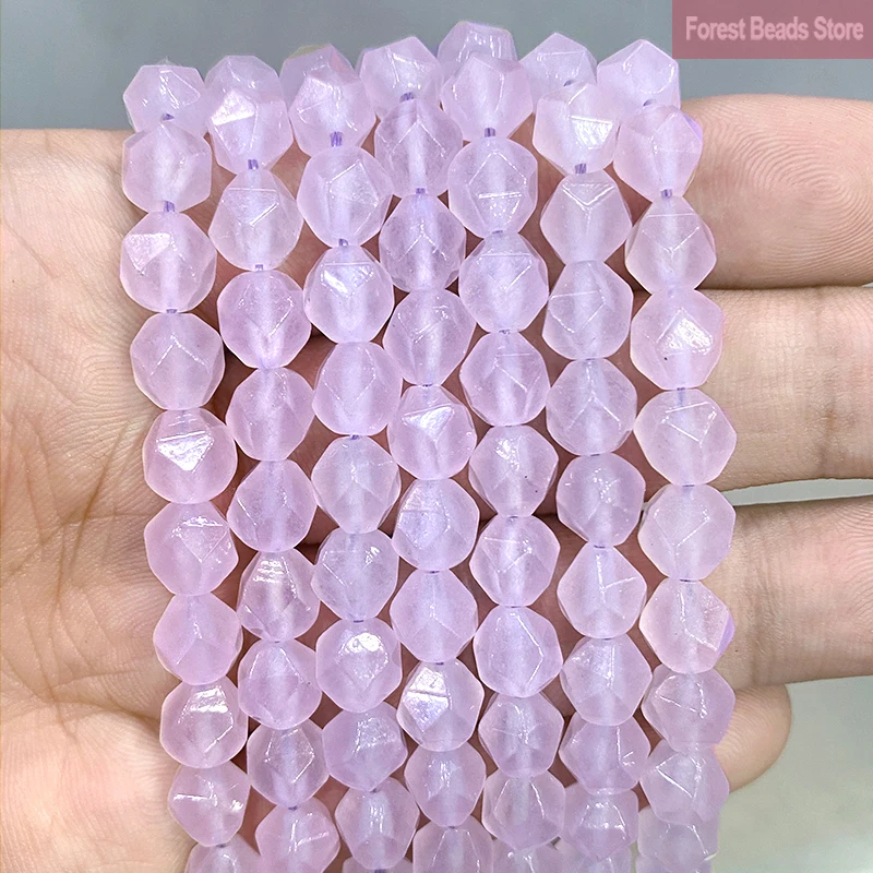 8MM Smooth Natural Faceted Violet Chalcedony DIY Handmade Bracelet Necklace Loose Spacer Beads  For Jewelry Making 14