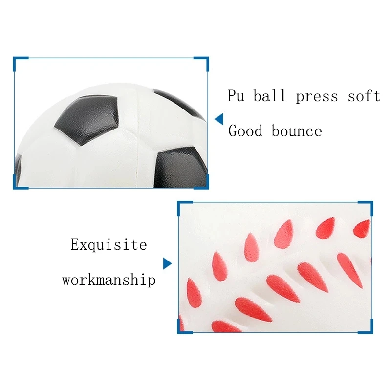 6CM Pu Foam Fidget Sensory Stress Ball Children\'s Toy Foam Sponge Basketball Vent Football Tennis Baseball Preschool Education