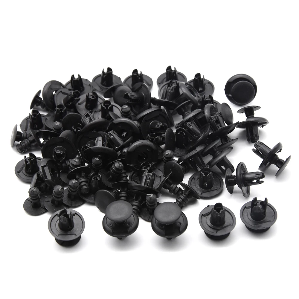 50pcs 8mm 6mm Black Plastic Vehicle Car Bumper Clips Fastener Buckle Interior Trim Card Door Liner Fixed Clamp Fit For Toyota