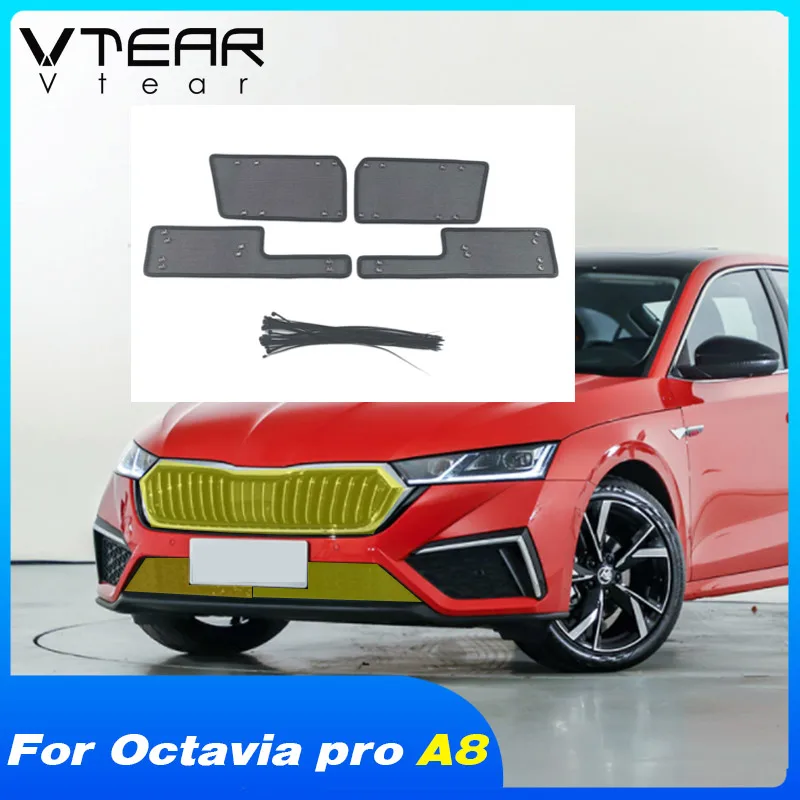 

Vtear передняя решетка автомобиля, сетка от насекомых, крышка, автомобильный корпус, внешний радиатор, защищенная от крыс, накладка на панель, аксессуары для Skoda Octavia pro A8