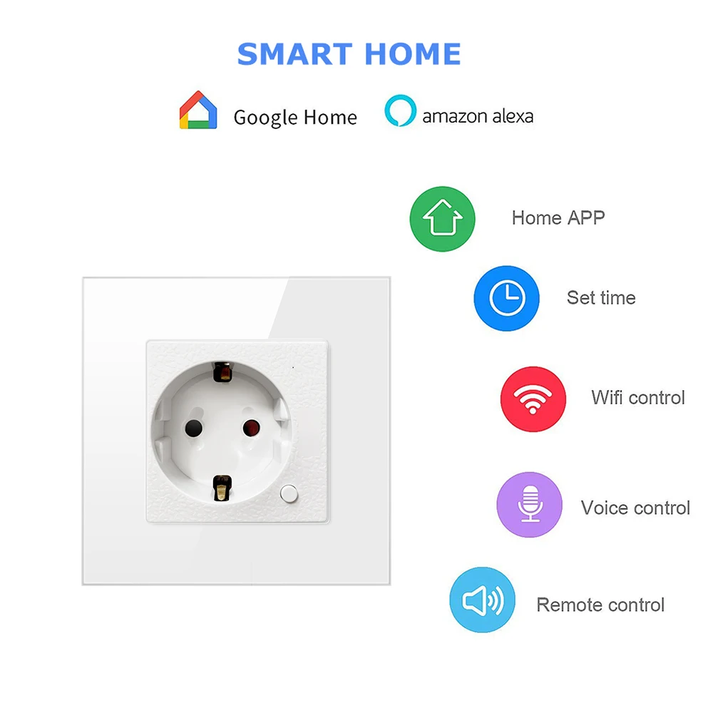 AVATTO Wifi Wall Socket,EU Standard  Voice Remote Control Power Plug outlet Works With Google Home Alexa IFTTT Tuya Smart home