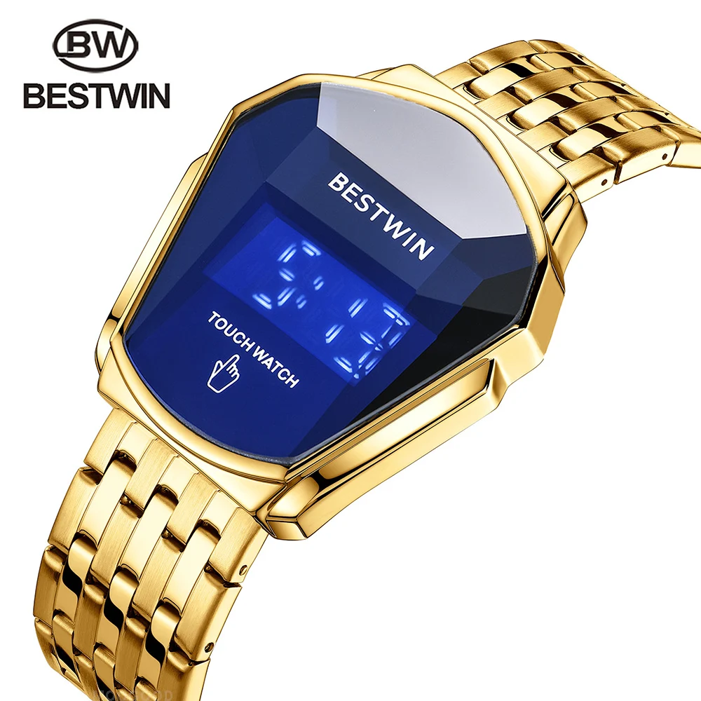 BESTWIN Watches for Men Luxury Brand Steel Wristwatch Waterproof Military Sport Digital Male Clock Silicone Relogio Masculino