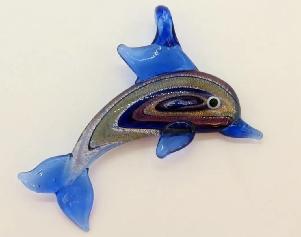 New Handmade Murano Lampwork Glass LiuLi Dolphin Pendant 60*40MM Fit Necklace LL67