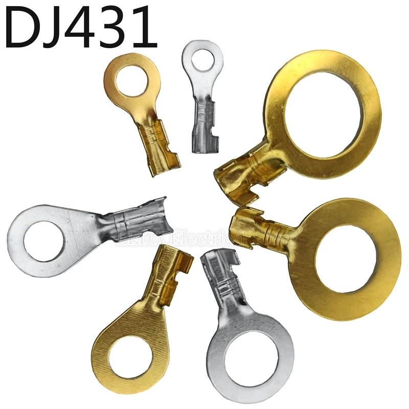 100Pcs DJ431-6B/3.2A/4.2A/5B/8B/10B/12C Round Terminal Block O-type Lugs Terminals Cold-Pressed Connector Copper Tab Wiring Nose