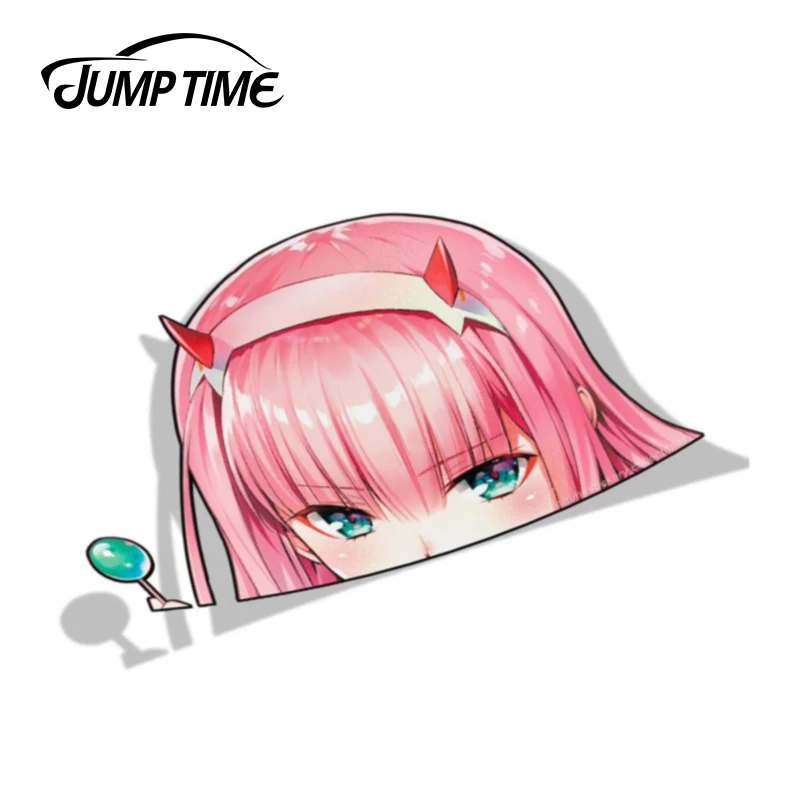 Jump Time 13cm x 8cm Darling in the Franxx Zero Two Big Head PEEKER Vinyl Sticker Car Bumper Trunk Waterproof Anime Decals