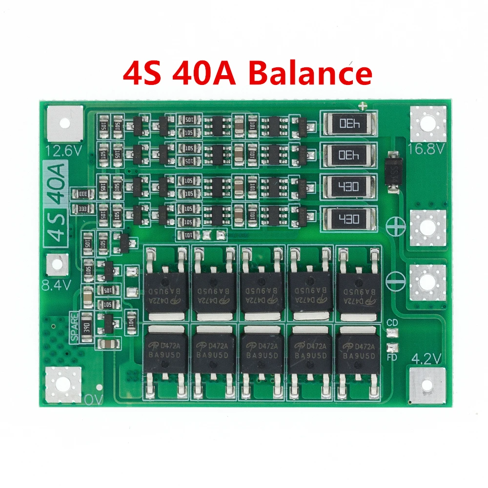 3S/4S 40A/60A Li-ion Lithium Battery Charger Protection Board 18650 BMS For Drill Motor Enhance/Balanced 11.1V/12.6V/14.8V/16.8V