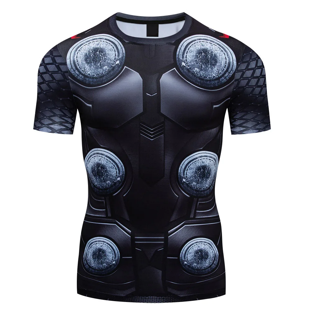 Men\'s Compression T-shirt Super Hero Thor Fitness T Shirt Tops Tight Cycling Sport Tee Costume