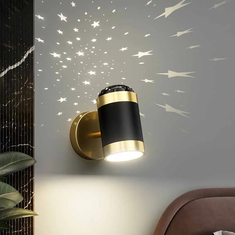 

6W LED Ceiling Wall Lamp Simpl Style Folding Rotation Star Projection Light Home Hotel Bedroom Living Room Bedside Wall Lights