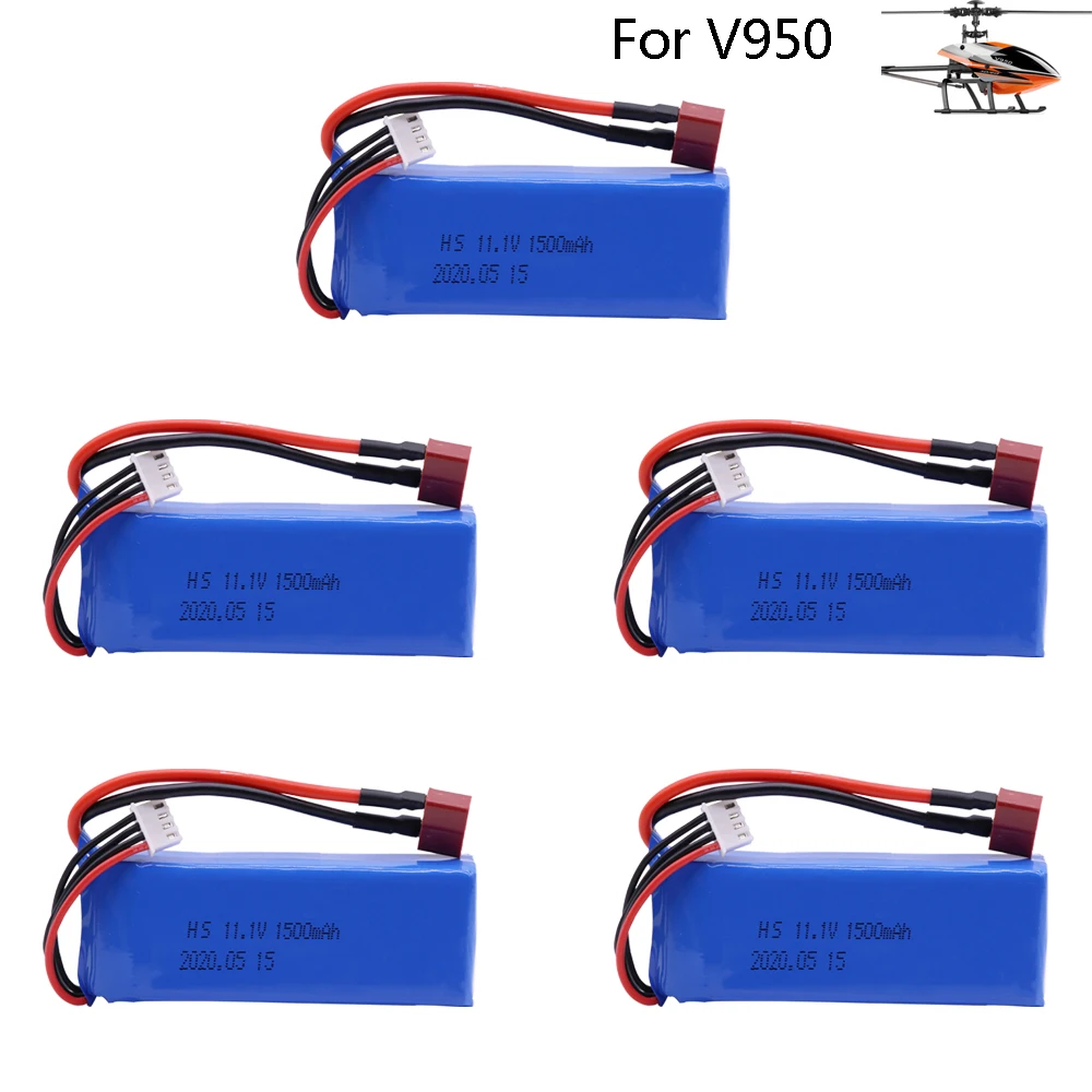 

5PCS 11.1V 1500mAh LiPo Battery For WLtoys V950 RC Helicopter Parts RC toys Cars Airplanes boat 11.1V high capacity toys Battery