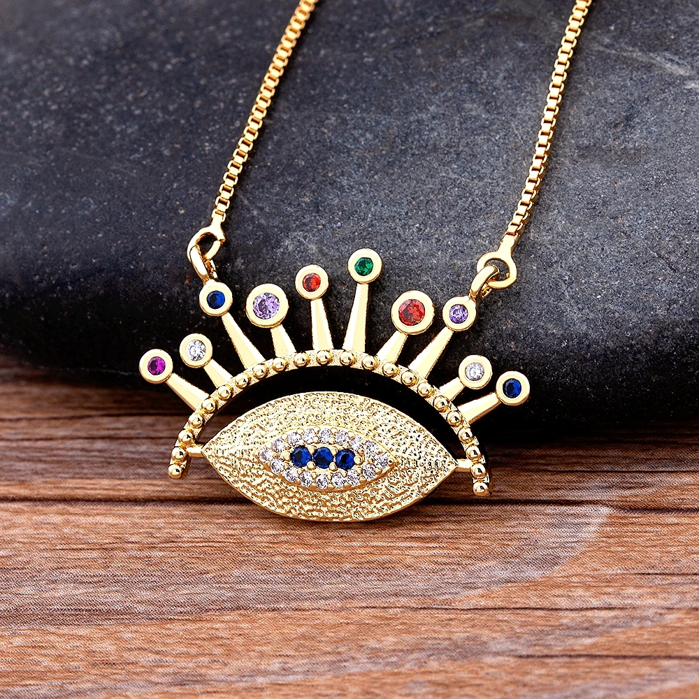 AIBEF New Fashion Evil Eye Pendant Gold Plated Women Personality Chain Charms Necklace High Quality Female Jewelry Lucky Gifts