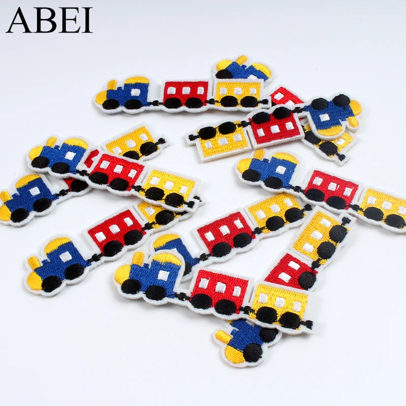 10pcs Cartoon Train Patches Embroidered Iron On Cute Stickers For Boy Kids Pants Shirts Bags Jeans Repair Clothes Suits Badge