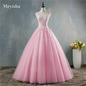 ZJ9146 Personalisierte neue weiß rosa tiefe Champagner V-Ausschnitt elegante Kleiderballkleider für Bräute plus Größe Spitzenkleid 2-26W 6 Hauptverkäufe rosa Hochzeitskleid - №5