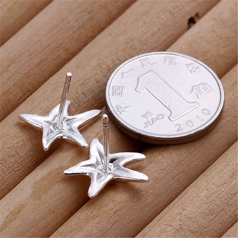 DOTEFFIL 925 Sterling Silver Starfish Stud Earrings For Woman Wedding Engagement Fashion Party Charm Jewelry