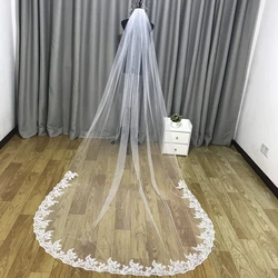Real Photo 3 Meter Wedding Veil One Layer Lace Veil Cathedral Bridal  Veil White Ivory Veil with Comb