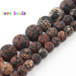 6/8/10/12mm Natural Matte Red Snowflake Obsidian Beads Loose Round Stone Beads for Jewelry Bracelet Making DIY Accessories 15''