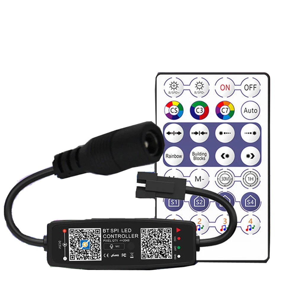 BT Music Controller for Pixel LED Strip Light, Tape Lights, APP Remote Controller, DC5-24V, WS2811, WS2812B, SK6812, WS2812