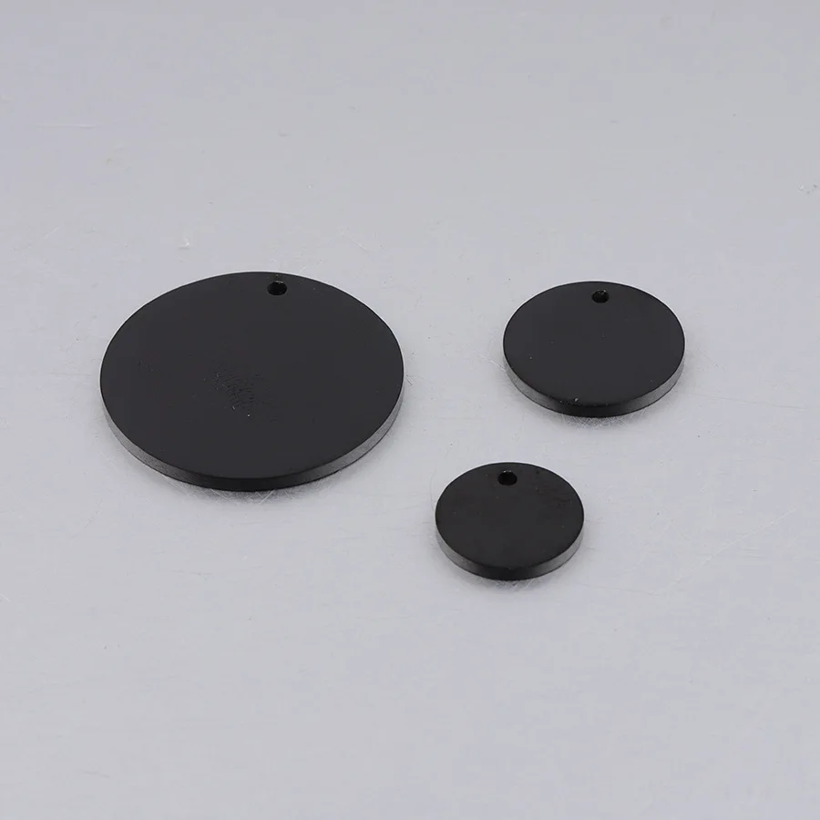 50pc 8/12/15/16/18/19/22/25MM Mirror Polish Custom Black Round Tag Stainless Steel Charm-Customized Engrave Laser your own logo