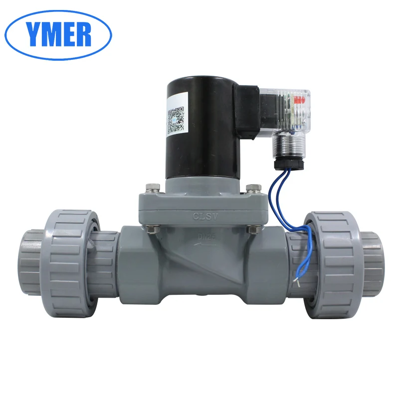 

Corrosion-resistant UPVC solenoid valve,Double union Normally closed solenoid valve