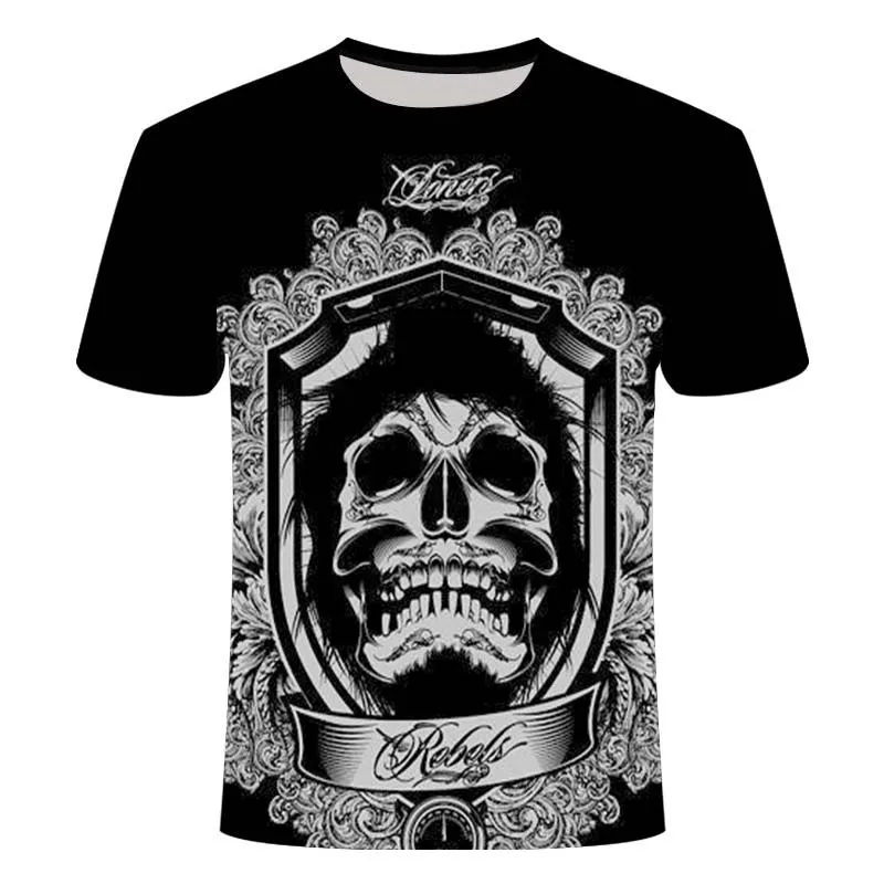 Fashion Summer T-Shirt Men 2021 3D Skull Printing Men\'s T-Shirt Breathable Streetwear Splicing Printing T Shirt Men