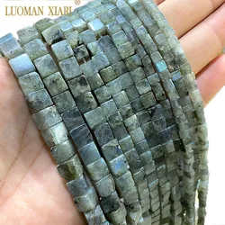 Wholesale 100% Natural Stone Labradorite Loose Square Spacer Beads For Jewelry Making DIY Bracelet Necklace 4/6/8MM