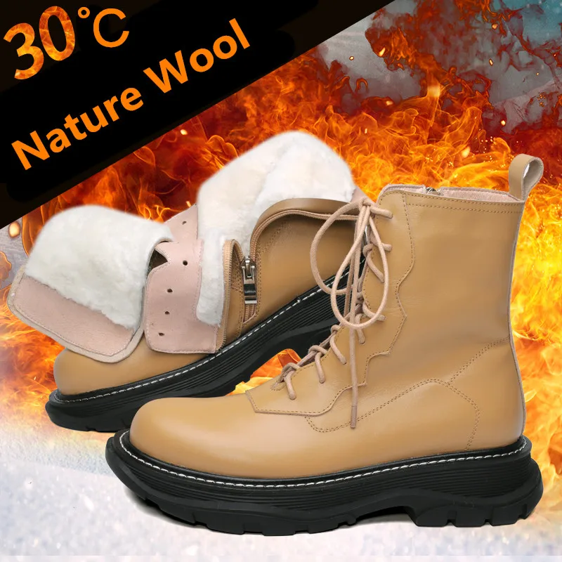 MORAZORA Big Size 34-42 Cow Leather Snow Boots Women Genuine Leather Comfortable Wool Winter Boots Winter Keep Warm Ankle Boots