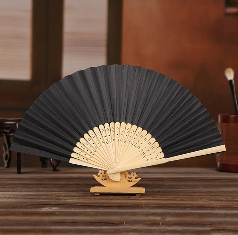 Folding Fan Hand Silk Cloth DIY Chinese Folding Fan Wooden Bamboo Antiquity Folding Fan DIY Calligraphy Painting
