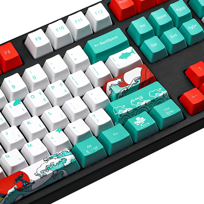 Desain Keren Laut Karang Keycaps Lima Sisi Sublimasi 6.25U Spasi Jepang/Korea/Rusia 110 Kunci Profil OEM