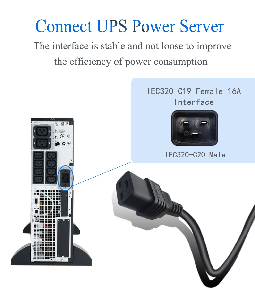 Jorindo-cabo de extensão de energia, c19, 16a, 1.8m/pés, iec320, c14 para c19, tomada para c14 e 10a