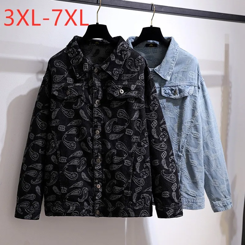 New Ladies Autumn Winter Plus Size Women Clothing Jeanswear Jacket Large Long Sleeve Cotton Black Denim Coat 3XL 4XL 5XL 6XL 7XL