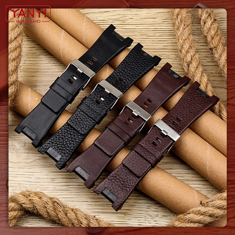 Genuine Leather Bracelet for diesel watch strap notch watch band for DZ1216 DZ1273 DZ4246 DZ4247 DZ287 32mm mens watchband