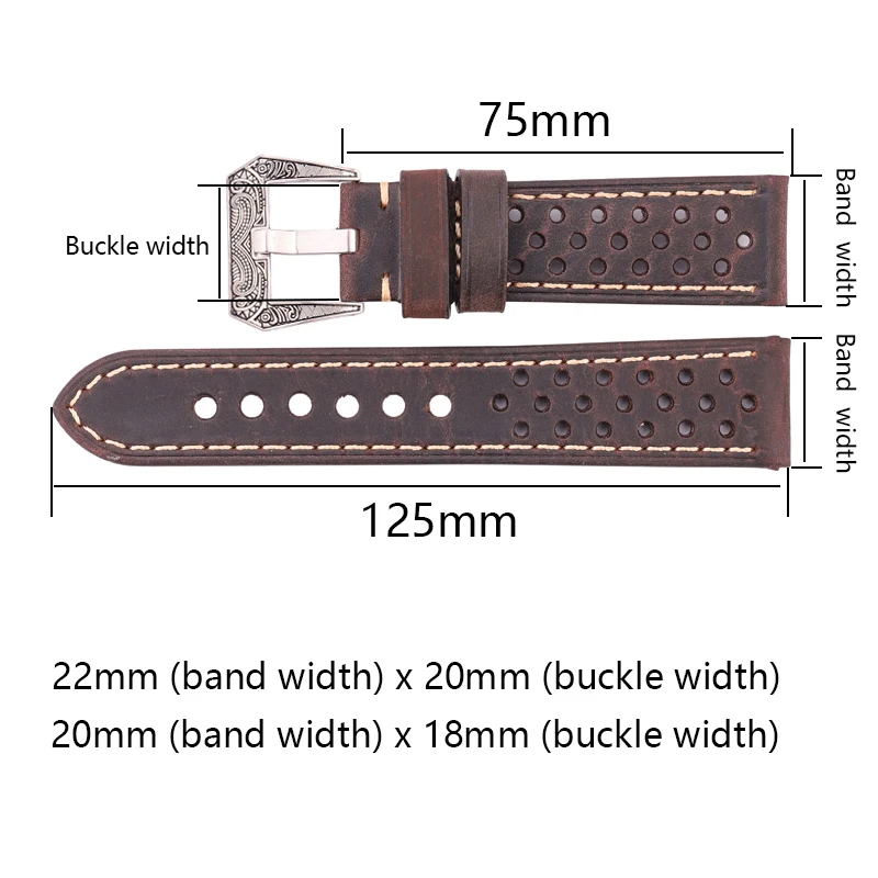 Vintage Cow Leather Watchband 20mm 22mm Genuine Leather Strap For Amazfit Gtr Huawei Watch Belt Wrist Bracelet Brown Black - Image 3