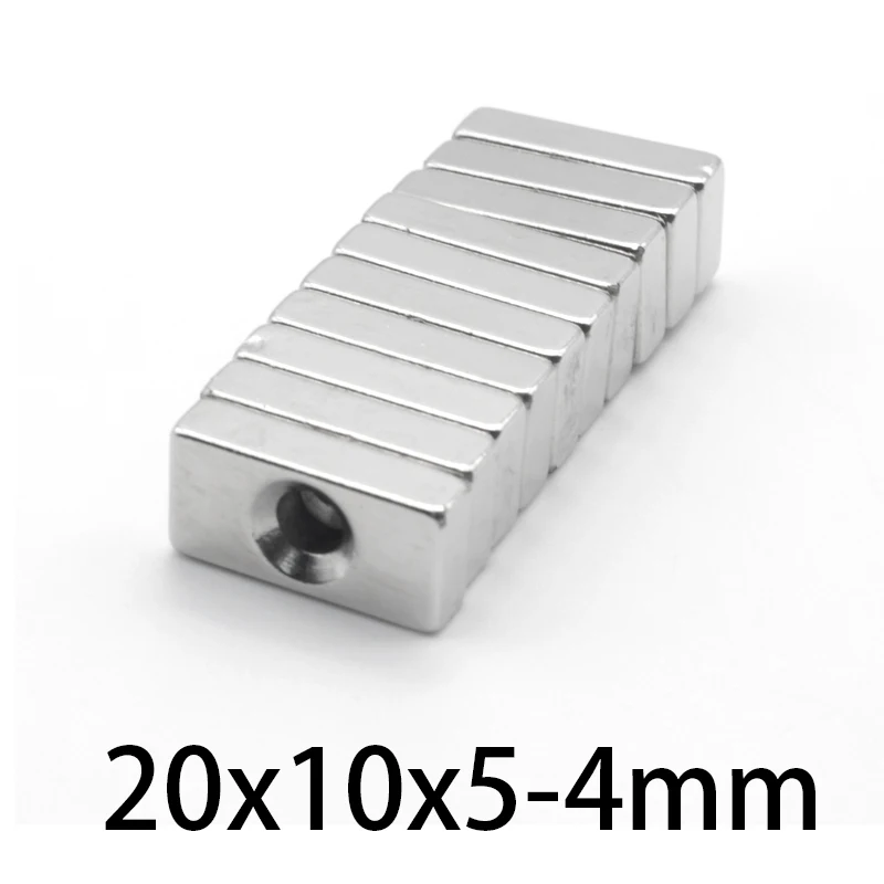 20*10*5-4mm Super Neodymium Magnets Countersunk hole 4mm Block Permanent  20x10x5-4mm Magnets Permanent NdFeB super