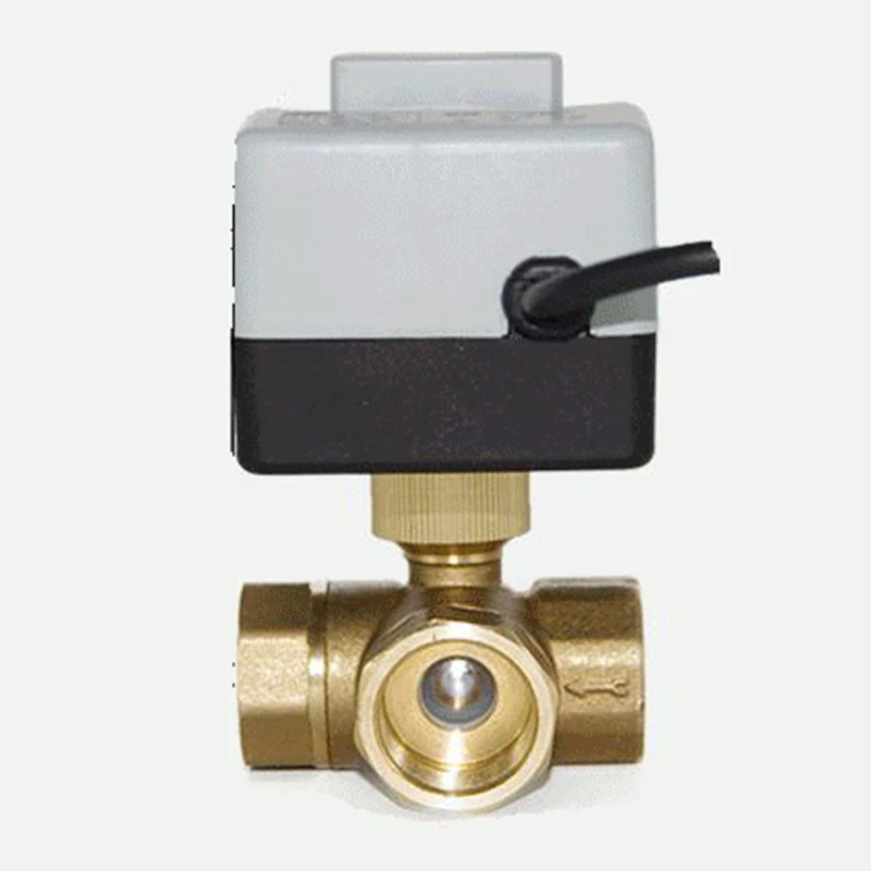 

3/4" Brass Motorized Ball Valve 3-Wire Two Control Electric Actuator AC220V 3 Ways with Manual Switch