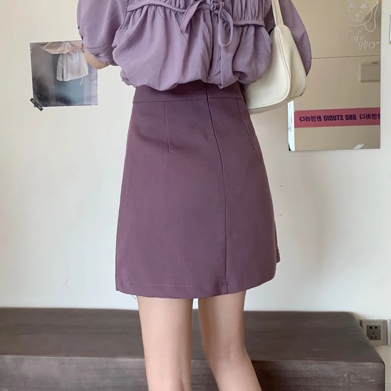 A-line Skirts Women Mini Solid All-match Simple Elegant Fashion Stylish Vintage Aesthetic Popular Female Prevalent Daily Trendy