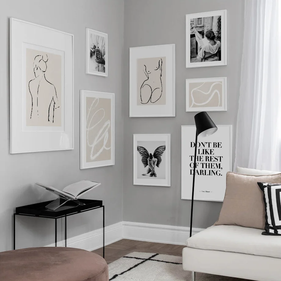 Wall Art Print Woman Reading Abstract Nude Line Girl Camera Canvas Painting Gallery Nordic Poster Decor Pictures For Living Room