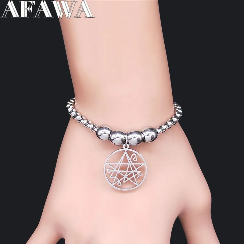 Necronomicon Stainless Steel Bracelete Women Satan Pendant LOVECRAFT CTHULHU patchsatan PIN jewelry pulseira 1725-1