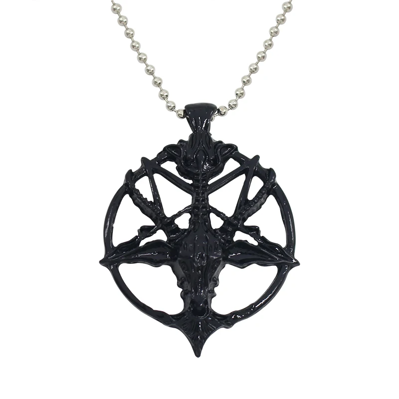 Retro Pentagram Pan God Skull Goat Head Pendant Chain Necklace for Women Steampunk Necklaces Gift Fashion Jewelry Accessories