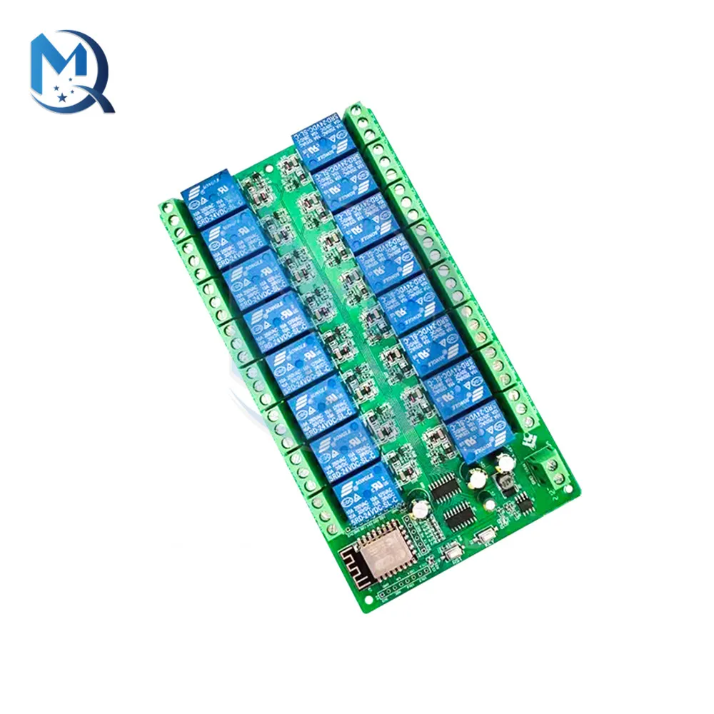 DC 5V 12V 24V ESP8266 WIFI 16 Channel Relay Module ESP-12F Development Board Large Capacity 4MByte Flash Relay Module