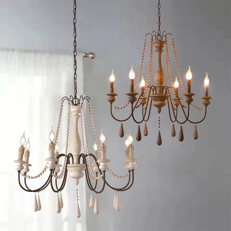 

Wooden Iron Chandelier Lighting For Living Room Bedroom Retro Chandeliers Loft Lustre Bois Vintage Home Decor Light Fixtures