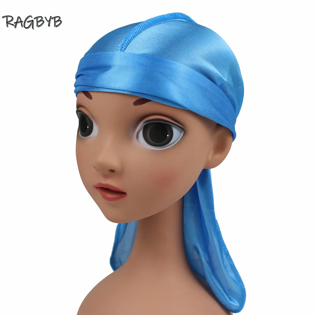 Kids Silk Durag Soft Hair Cover Protection Bandanas Child Silky Durags Boys Durag Wave Cap High Quality Children Durag