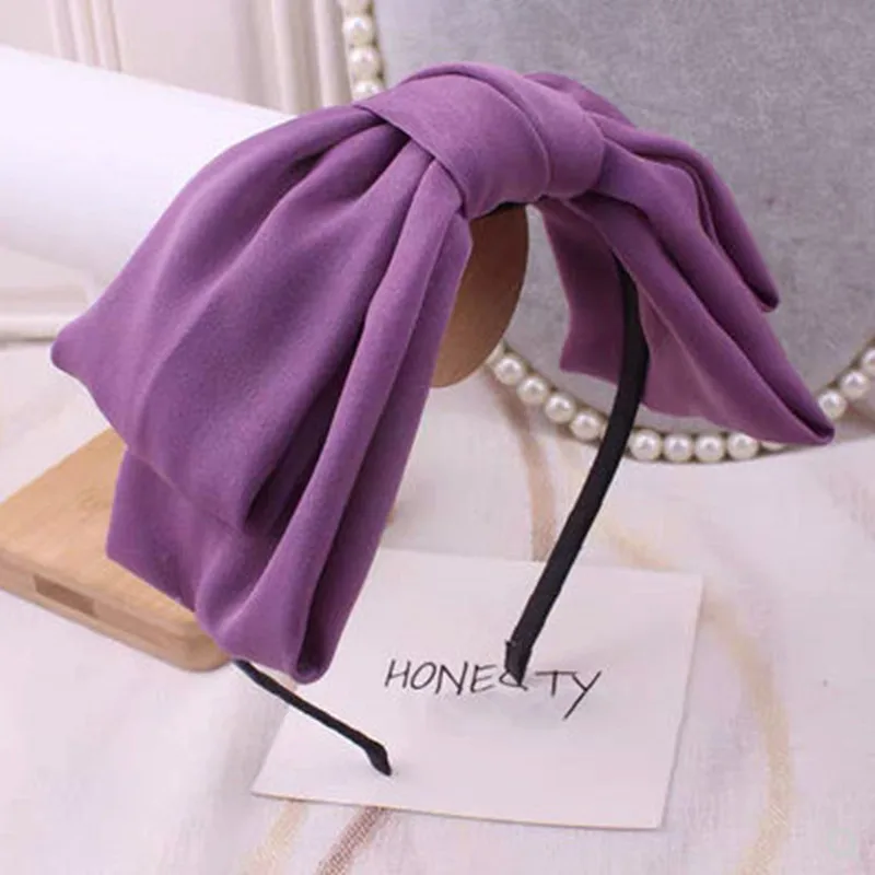 Purple Big Bow Hair Accessories Haipins Scrunchies Vintage Elegant Purple Velvet Exaggerated Women Hair Band Headband Wholesale