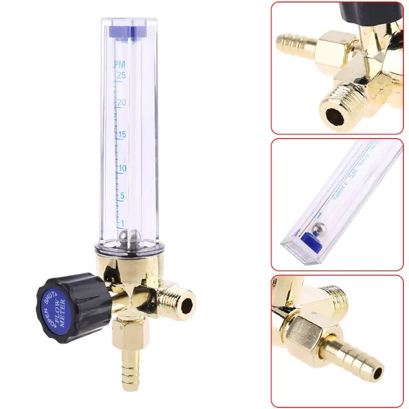 OOTDTY Flow Meters Barb 1/4PT 0.15 MPA Flow Meter Gas Argon AR/CO2 Regulator Welding 7mm MY5_10