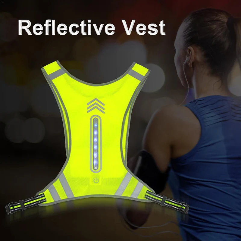 LED Wireless Vest Reflective USB Charging Glowing Vest for Outdoor Cycling Sports Night Running SAL99