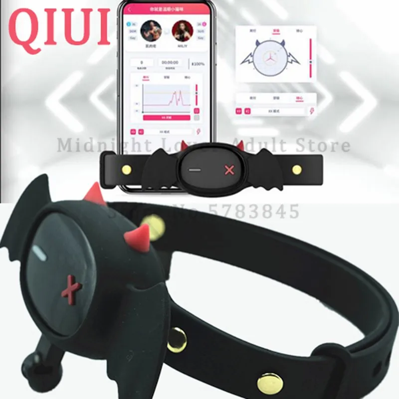 

APP Remote Control Neck Collar Fetish Slave Restraint QIUI Little Devil Electric Shock Collar Adult Game Sex Toys For Couples