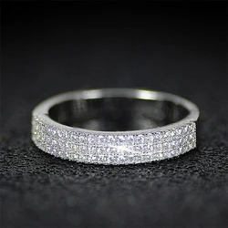 Huitan Delicate Women Wedding Band Ring Shiny Crystal Cubic Zircon Micro Paved Trendy Female Engagement Rings Gift Hot Sale