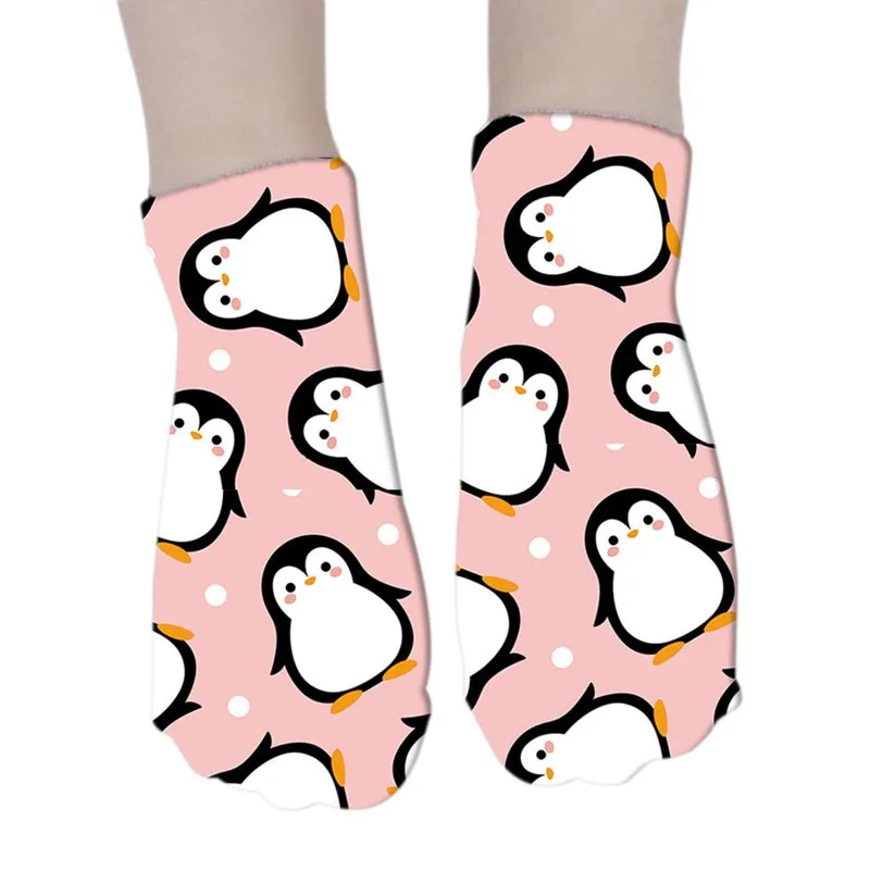 Calcetines cortos con dibujos de pingüino en 3D para mujer, medias divertidas Kawaii, regalo colorido e informal