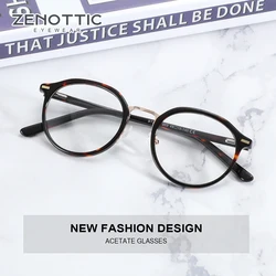 ZENOTTIC Vintage Retro Acetate Tortoiseshell Round Mens Eye Glass Frames for Women Optical Prescription Eyeglasses