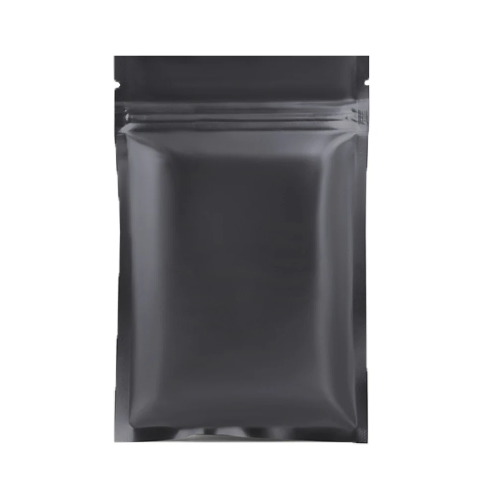 100Pcs Matte Black Mylar Foil Ziplock Food Storage Smell Proof Bag Reusable Tear Notch Heat Seal Candy Snack Coffee Bean Storage