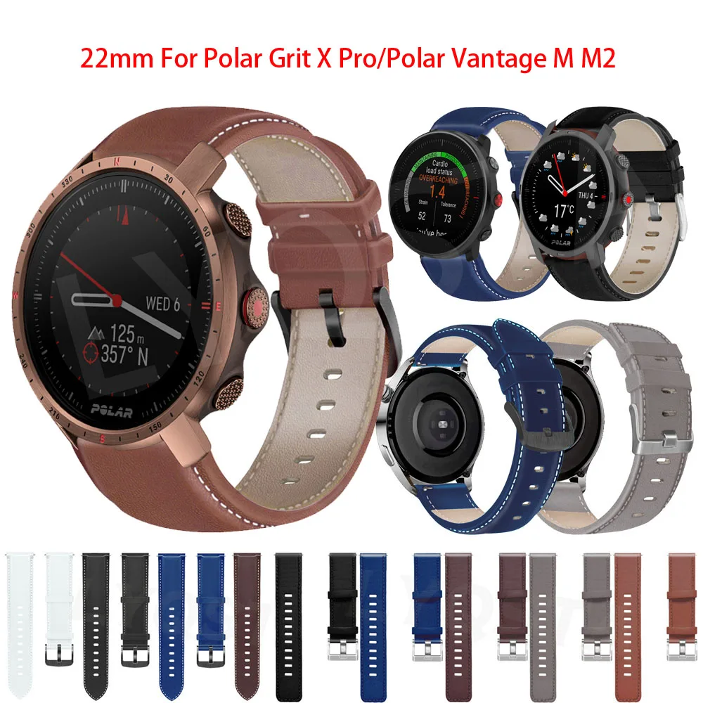 22mm Leather Band for Polar Grit X Pro Soft Sport Strap Bracelet Watchband for Polar Vantage M/Polar Vantage M2 Quickly Install